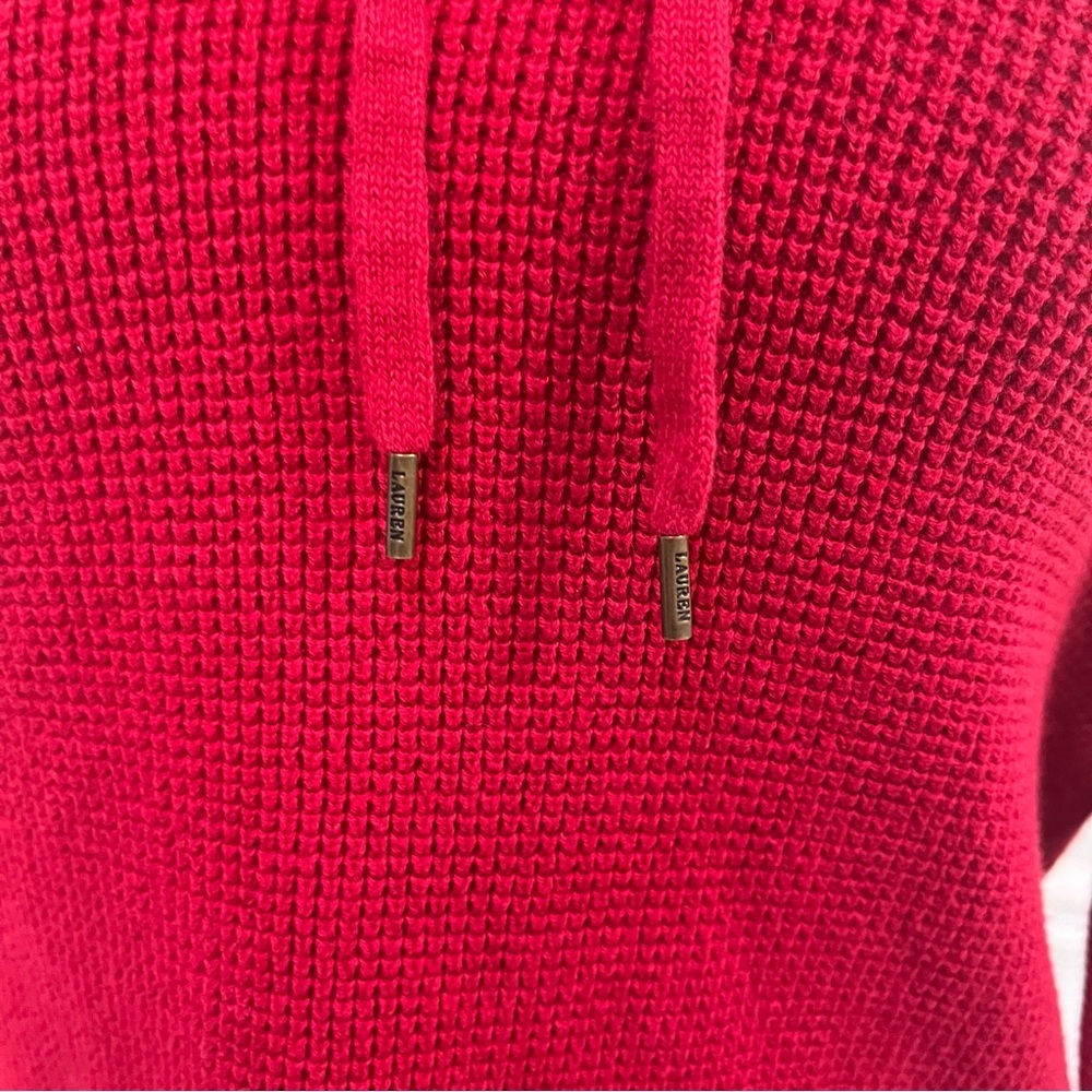 Lauren Ralph Lauren Red Cowl Neck Cotton Sweater Size M - Picture 6 of 11